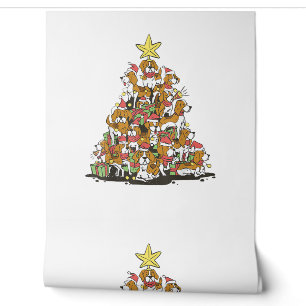 Grappige beagle kerstboom voor beagle hondenliefhe behang