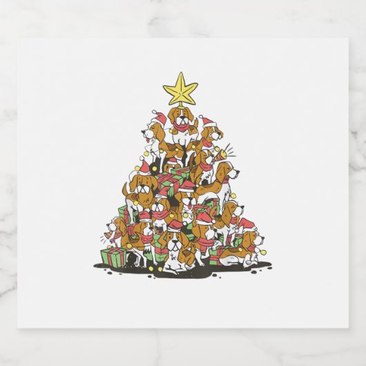 Grappige beagle kerstboom voor beagle hondenliefhe sparkling wijnetiket (Enkel label)