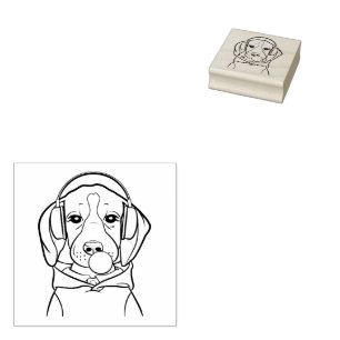 Grappige Beagle met Kauwgom Ontspannen Hond Rubberstempel