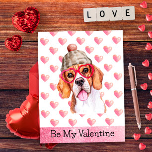 Grappige Beagle Wees Mijn Valentijn Hond Valentijn Feestdagenkaart