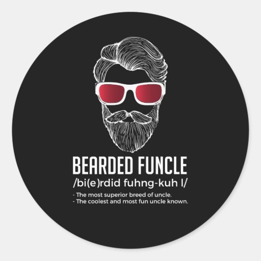 Grappige Bearded Functie Definitie Nieuwigheid Ronde Sticker (Voorkant)