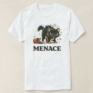 Grappige bedreiging Zwarte kat Chaos Illustratie T-shirt