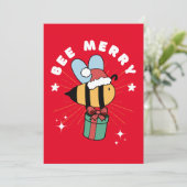GRAPPIGE BEE MERRY CHRISTMAS CADEAU KAART (Staand voorkant)