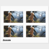 Grappige beer die ondeugend plast. rechthoekige sticker (Vel)