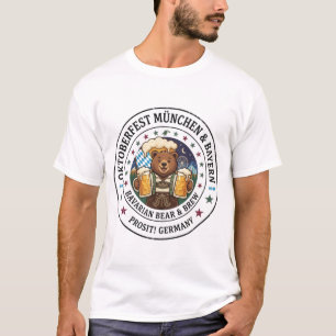 Grappige beer in lederhosen met bierpullen Oktob T-shirt