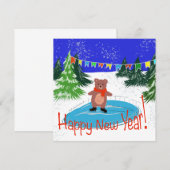 Grappige beer schaatsen kaart (Voorkant / Achterkant)