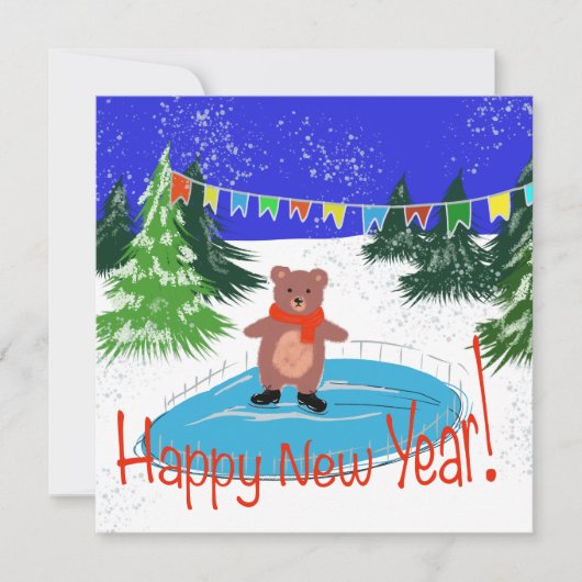 Grappige beer schaatsen kaart (Voorkant)