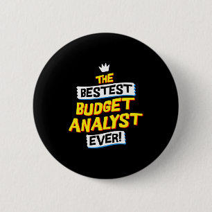 Grappige begrotingsanalist financieel beroep bezet ronde button 5,7 cm