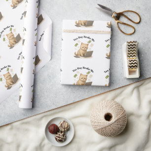 Grappige Beige Minimale Gestresseerde Kat Belastin Cadeaupapier