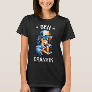Grappige Ben Drankin 4 juli Vlag van de VS Mannen  T-shirt
