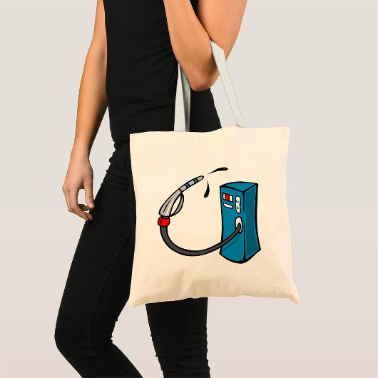 Grappige benzinestation tote bag