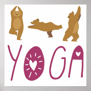 Grappige beren yogahoudingen poster