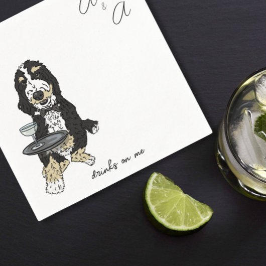 Grappige Bernedoodle cocktail Servet