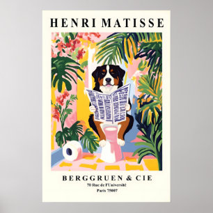 Grappige Bernese Berghond Kunst - Matisse Stijl Poster