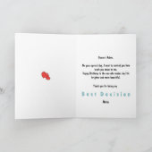 Grappige beste beslissing in je leven verjaardag kaart (Binnen)