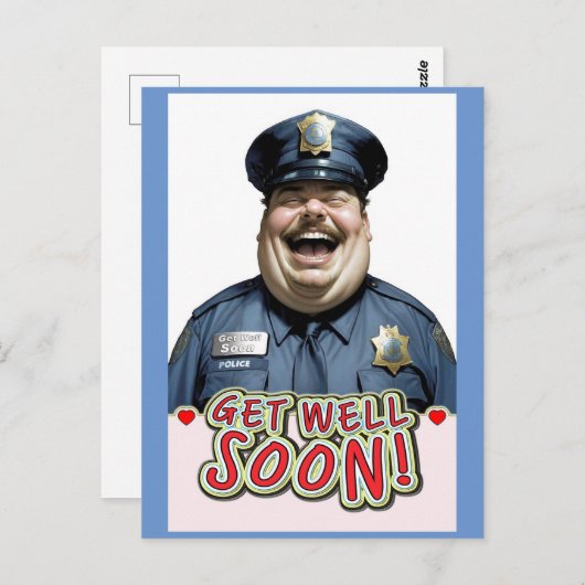 grappige beterschap Officier Briefkaart (Voorkant / Achterkant)