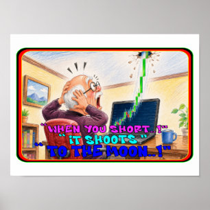 Grappige beurs handelaar short squeeze paniek teke poster