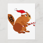 Grappige Bever in Santa Hat Kerstkunst Feestdagenkaart (Voorkant)