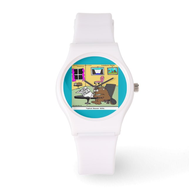 Grappige bever Living Will Dames siliconen horloge (Voorkant)