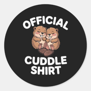 Grappige bevers knuffelen  ronde sticker
