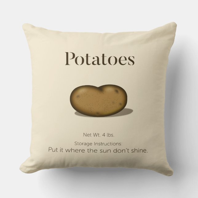 Grappige bewaarinstructies Rustic Potato Sack Kussen (Voorkant)