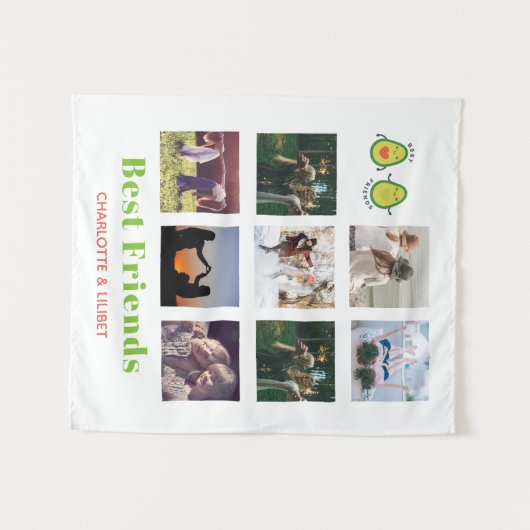 Grappige BFF FOTOCOLLAGE Cadeau Persoonlijke AVOCA Wandkleed (Voorkant (horizontaal))