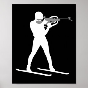 Grappige Biathlon Biatleet Schieten Skiën Doel SP Poster