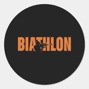 Grappige Biathlon Biatleet Schieten Skiën Doel SP Ronde Sticker
