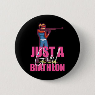 Grappige Biathlon Winter Ski Fun Lovers 8 Ronde Button 5,7 Cm