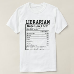Grappige bibliothecaris voedingsfeiten werknemer p t-shirt