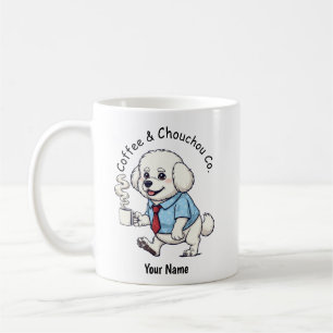 Grappige Bichon Frise hond Zakelijke Kleding Koffi Koffiemok