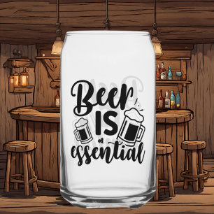 Grappige bier essentiële woordkunst blikvorm glas