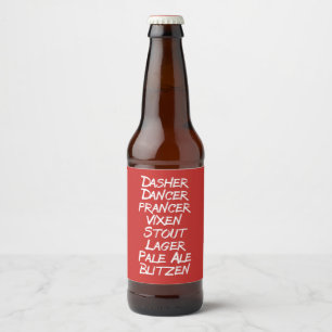 Grappige Bier Kerstmis Vakantie Rendieren Namen Etiket