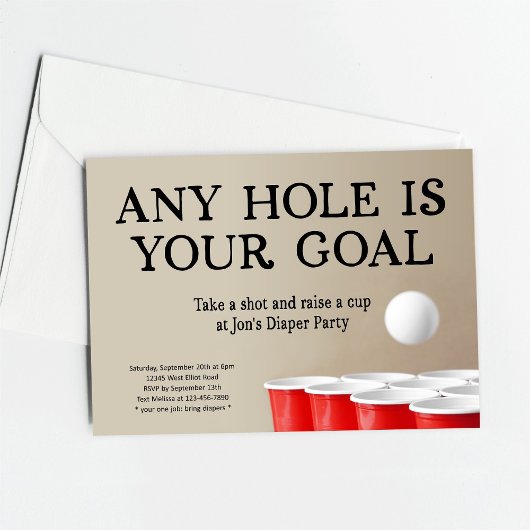 Grappige bierpong luierfeestje kaart