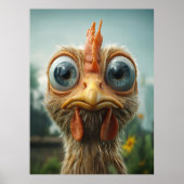 Grappige Big-Eyed Chicken Close-Up Poster (Voorkant)