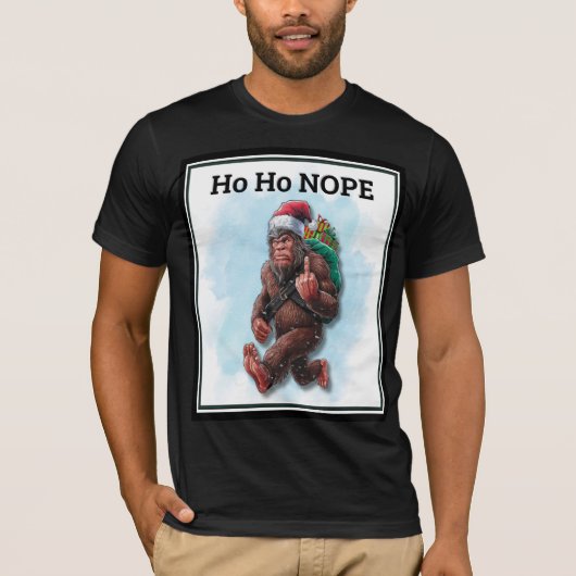 Grappige Big Foot Sasquatch Ho Nope Kerstmis T-shirt (Voorkant)