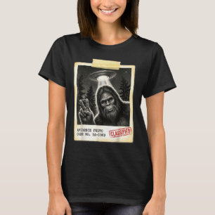 Grappige bigfoot alien ufo vintage bewijs foto t-shirt