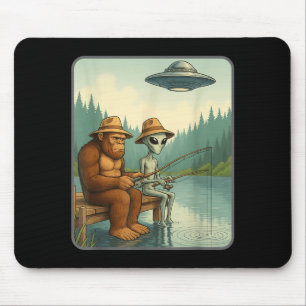 Grappige Bigfoot & Alien Vissende Ufo Meme Muismat
