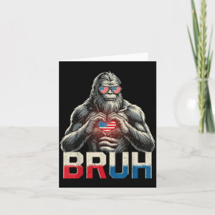 Grappige Bigfoot Bro Hart Amerikaanse Vlag Patriot Kaart