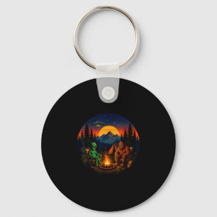 Grappige bigfoot buitenaardse camping retro ufo ka sleutelhanger
