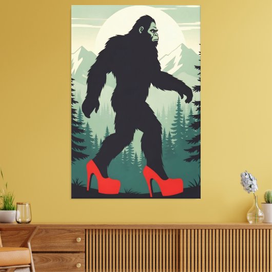 Grappige Bigfoot Canvas Afdruk (Insitu (Woonkamer))