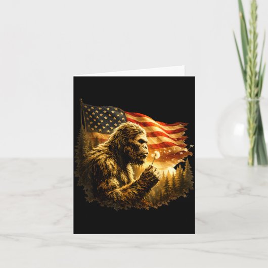 Grappige bigfoot die paardenbloem blaast met Ameri Kaart (Voorkant)