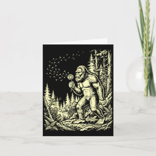 Grappige bigfoot die paardenbloem uitblaast vintag kaart