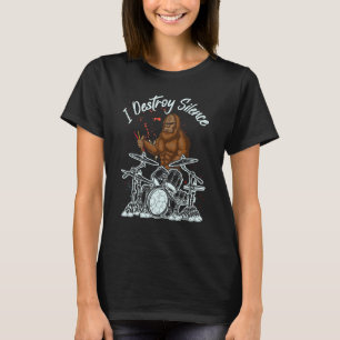 Grappige Bigfoot-drummer die drums speelt, verniet T-shirt