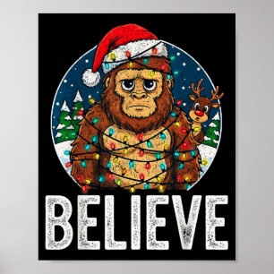 Grappige Bigfoot Geloof Kerstmis Sasquatch Kerstma Poster