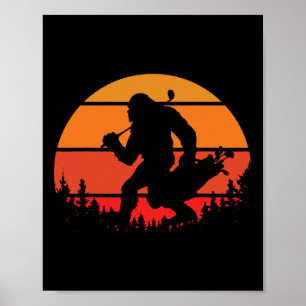 Grappige Bigfoot Golf Retro Sasquatch Speelt Golf Poster
