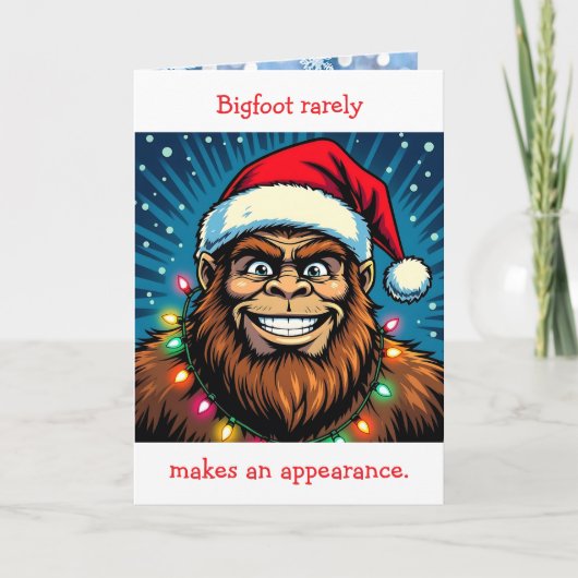 Grappige Bigfoot Grappen Kerstmis Kaart (Voorkant)