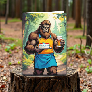 Grappige Bigfoot Happy Birthday voor hem Kaart