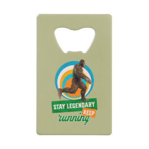 Grappige Bigfoot Hardloop Motivatie Kredietkaart Flessenopener
