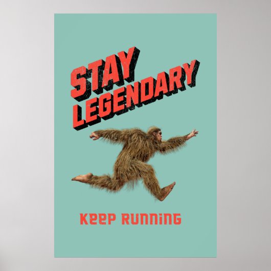 Grappige Bigfoot Hardloop Motivatie Poster (Voorkant)